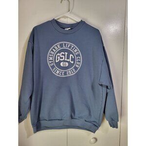 Gymshark Women's Medium Crewneck Lifting Club Graphic Sweatshirt Blue Thick